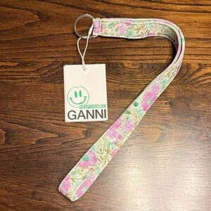 Ganni Pink and Green Floral Key Holder and Bag Strap